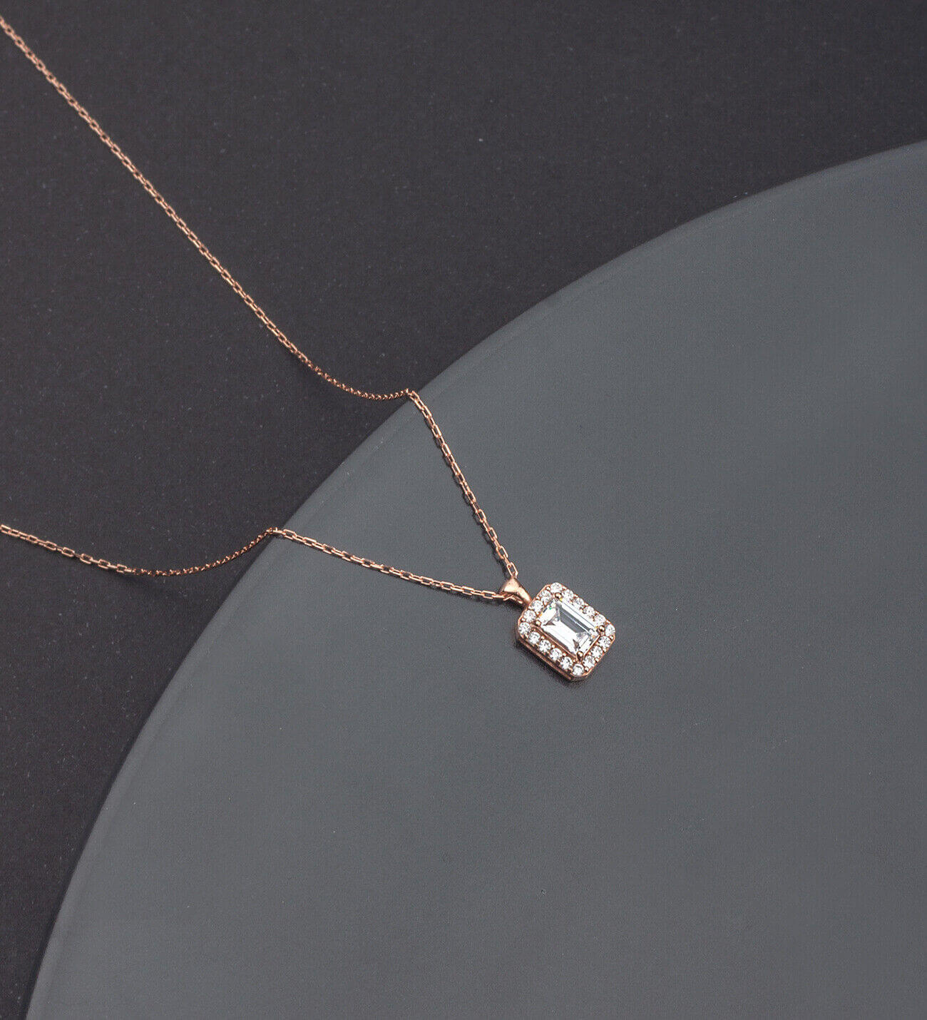 925 Sterling Silber Baguette Stein Halskette, Vergoldet – Handgemachter Schmuck - Ermus Gold