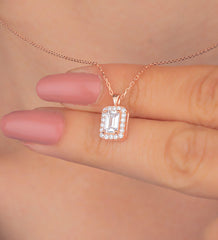 925 Sterling Silber Baguette Stein Halskette, Vergoldet – Handgemachter Schmuck - Ermus Gold