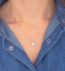 925 Sterling Silber Baguette Stein Halskette, Vergoldet – Handgemachter Schmuck - Ermus Gold