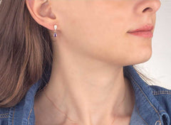 Amethyst Tropfen Ohrringe – 925 Sterlingsilber, Handgemacht, Rosevergoldet, Perfektes Geschenk - Ermus Gold