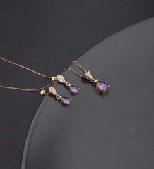 Amethyst Tropfen Ohrringe – 925 Sterlingsilber, Handgemacht, Rosevergoldet, Perfektes Geschenk - Ermus Gold