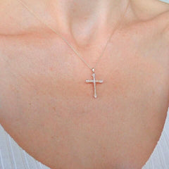 Diamant Gold Kreuz Halskette – Elegantes Design aus 14-Karat Gold KLO7175 - Ermus Gold