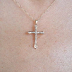 Diamant Gold Kreuz Halskette – Elegantes Design aus 14-Karat Gold KLO7175 - Ermus Gold