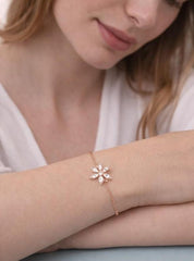 Silberarmband 925 mit weißem Stein und Narzissenblume ER0604