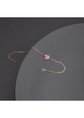 Silberarmband 925 Kleeblatt Armband mit rosa Stein ER0715