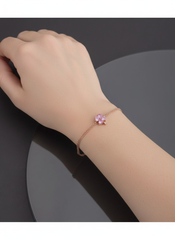 Silberarmband 925 Kleeblatt Armband mit rosa Stein ER0715