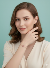 Silberarmband 925 Kleeblatt Armband mit rosa Stein ER0715