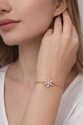 Silberarmband 925 mit weißem Stein und Narzissenblume ER0604