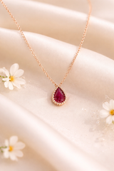 Rubin Stein Tropfen Halskette aus 925er Sterlingsilber ER0819-bestes Geschenk