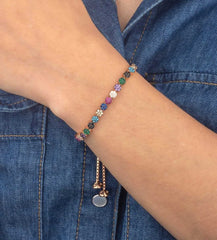 Ermus Gold - Armband Damen Stein mischen Aufzug, 925 Sterlingsilber, Rose Vergoldet, Handgemacht - Ermus Gold