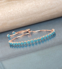 Ermus Gold - Armband Damen aus 925 Silber mit Türkis Stein, Rose Vergoldet, Einstellbar 18-21 cm - Ermus Gold