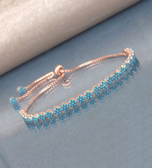 Ermus Gold - Armband Damen aus 925 Silber mit Türkis Stein, Rose Vergoldet, Einstellbar 18-21 cm - Ermus Gold