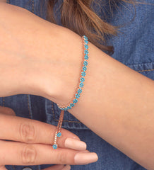 Ermus Gold - Armband Damen aus 925 Silber mit Türkis Stein, Rose Vergoldet, Einstellbar 18-21 cm - Ermus Gold