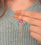 Ermus Gold - Armband Damen mit Rubin und Narzisse, 925 Sterlingsilber, Rose Vergoldet, Handgemacht - Ermus Gold