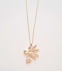 Ermus Gold - Damen Halskette mit Geflügeltem Engel, 14K 585 Gelbgold, Edles Design - Ermus Gold