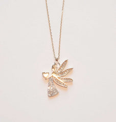 Ermus Gold - Damen Halskette mit Geflügeltem Engel, 14K 585 Gelbgold, Edles Design - Ermus Gold