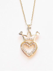 Ermus Gold - Damen Halskette mit Krone und Herz, 14K 585 Gelbgold, Elegantes Design - Ermus Gold