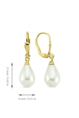 Ermus Gold - Damen Ohrringe mit Weißen Tropfenperlen, 14K 585 Gelbgold, Elegantes Design - Ermus Gold