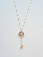 Ermus Gold - Goldene Halskette mit Schiffs Steuerschlüssel, 14K 585 Gelbgold, Zirkon - Ermus Gold