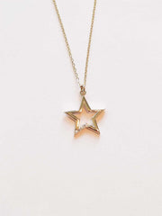 Ermus Gold - Halskette Damen Stern, 14K Goldhalskette mit Weißem Zirkon, Zertifiziert - Ermus Gold