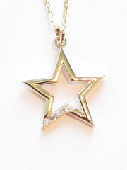 Ermus Gold - Halskette Damen Stern, 14K Goldhalskette mit Weißem Zirkon, Zertifiziert - Ermus Gold