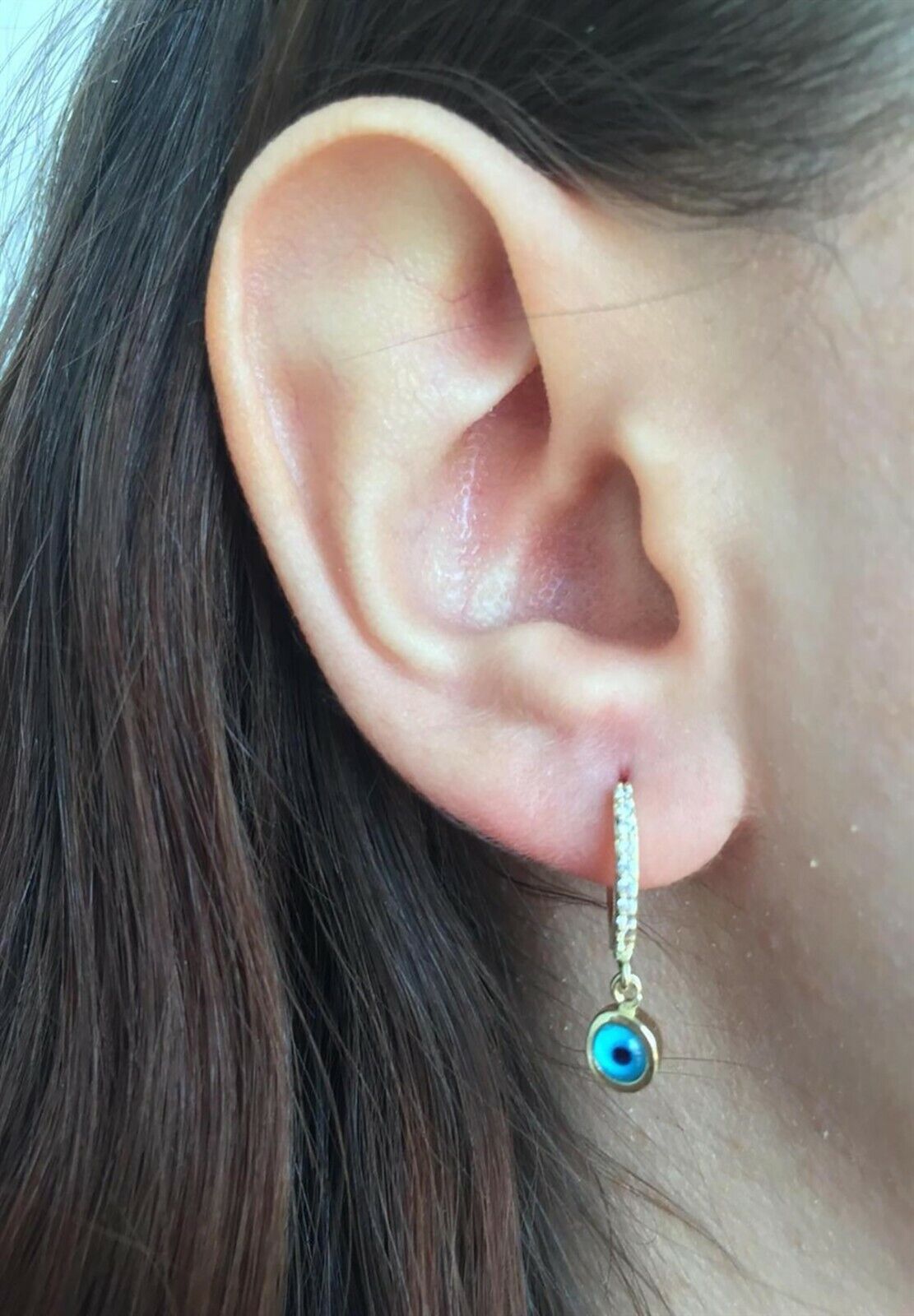 Ermus Gold - Ohrringe mit Evil Eye Perlen, 14K 585 Gelbgold, Stilvolles Design - Ermus Gold