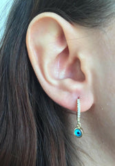 Ermus Gold - Ohrringe mit Evil Eye Perlen, 14K 585 Gelbgold, Stilvolles Design - Ermus Gold