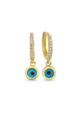 Ermus Gold - Ohrringe mit Evil Eye Perlen, 14K 585 Gelbgold, Stilvolles Design - Ermus Gold