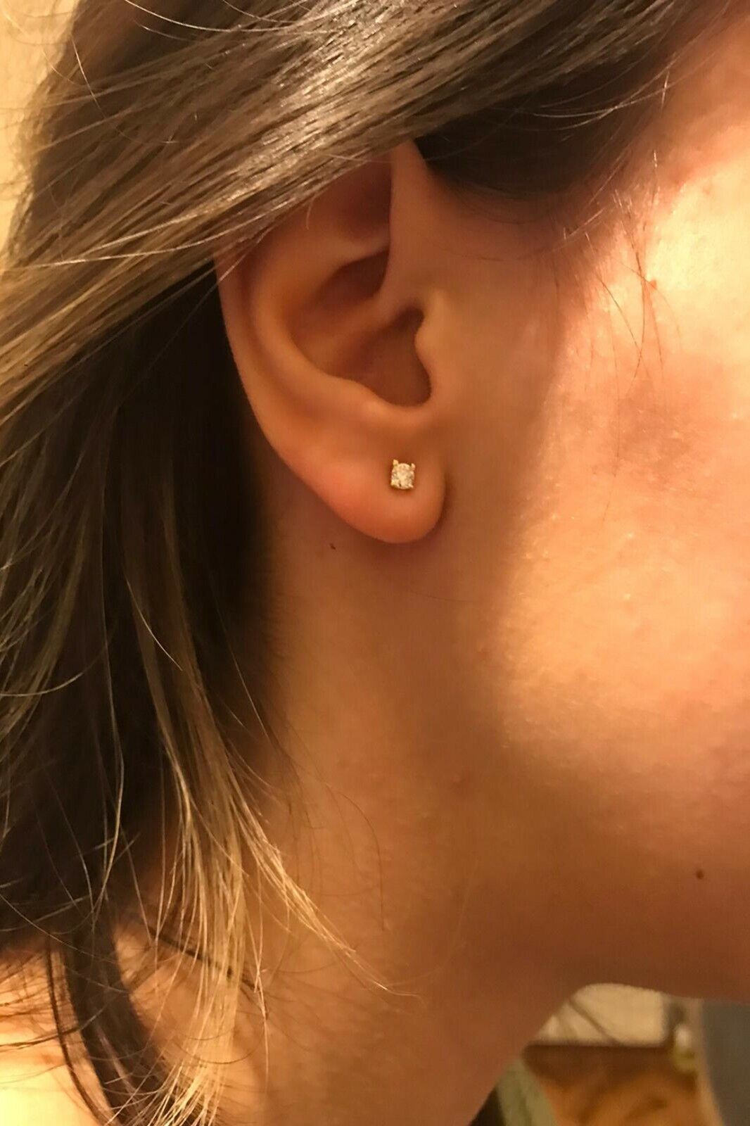 Ermus Gold – 14K Gold Solitär Ohrringe mit Zirkon, Handgefertigtes Design, Perfektes Geschenk - Ermus Gold