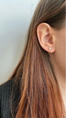 Ermus Gold – 14K Gold Solitär Ohrringe mit Zirkon, Handgefertigtes Design, Perfektes Geschenk - Ermus Gold