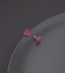 Ermus Gold – 925 Sterlingsilber Rubin Kleeblatt Ohrringe, Rose Vergoldet, Handgemachter Schmuck - Ermus Gold