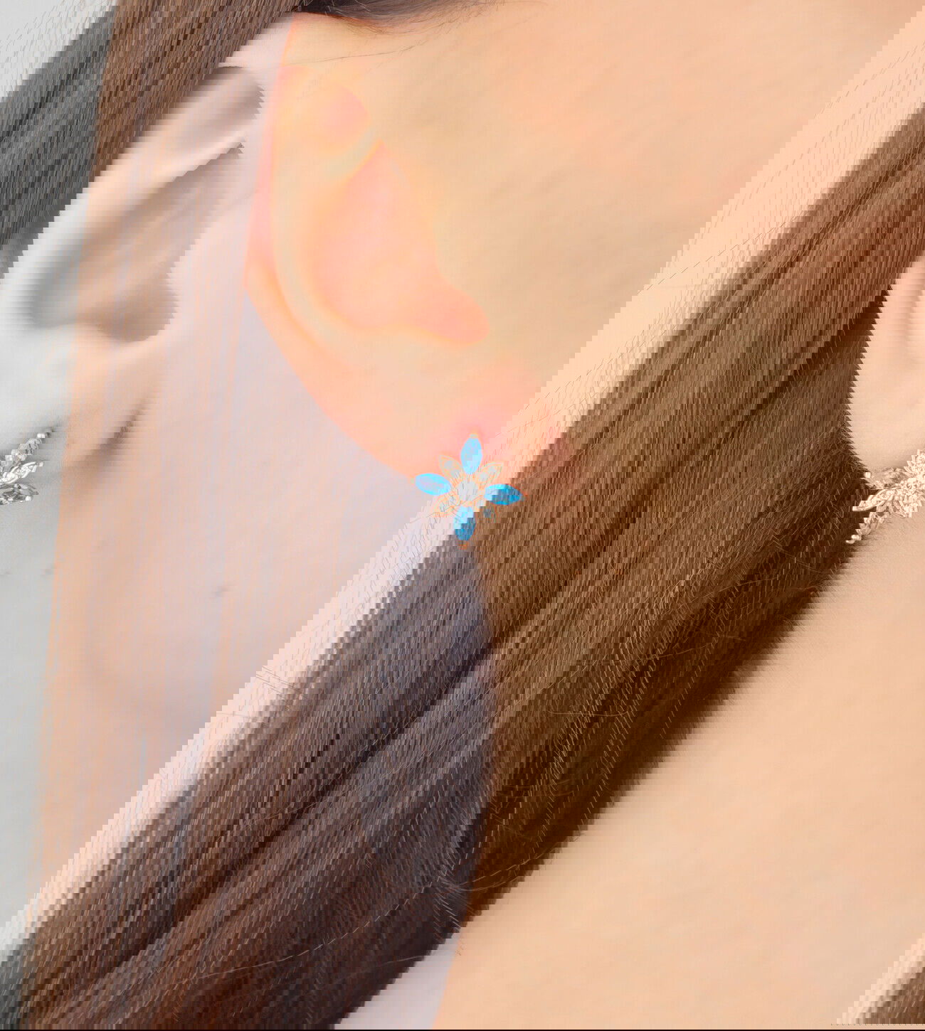 Ermus Gold – Aquamarin Hoffnungsblume Ohrringe 925 Sterlingsilber, Rose Vergoldet - Ermus Gold