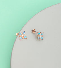 Ermus Gold – Aquamarin Hoffnungsblume Ohrringe 925 Sterlingsilber, Rose Vergoldet - Ermus Gold