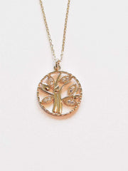 Ermus Gold – Goldhalskette Baum des Lebens 14K 585 Gold mit Weißem Zirkon, 42 cm - Ermus Gold