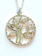 Ermus Gold – Goldhalskette Baum des Lebens 14K 585 Gold mit Weißem Zirkon, 42 cm - Ermus Gold