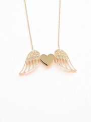 Ermus Gold Halskette: Wunderschöne Goldkette mit geflügeltem Herz-Anhänger aus 14 Karat Gelbgold. - Ermus Gold