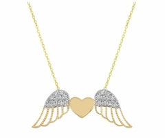 Ermus Gold Halskette: Wunderschöne Goldkette mit geflügeltem Herz-Anhänger aus 14 Karat Gelbgold. - Ermus Gold