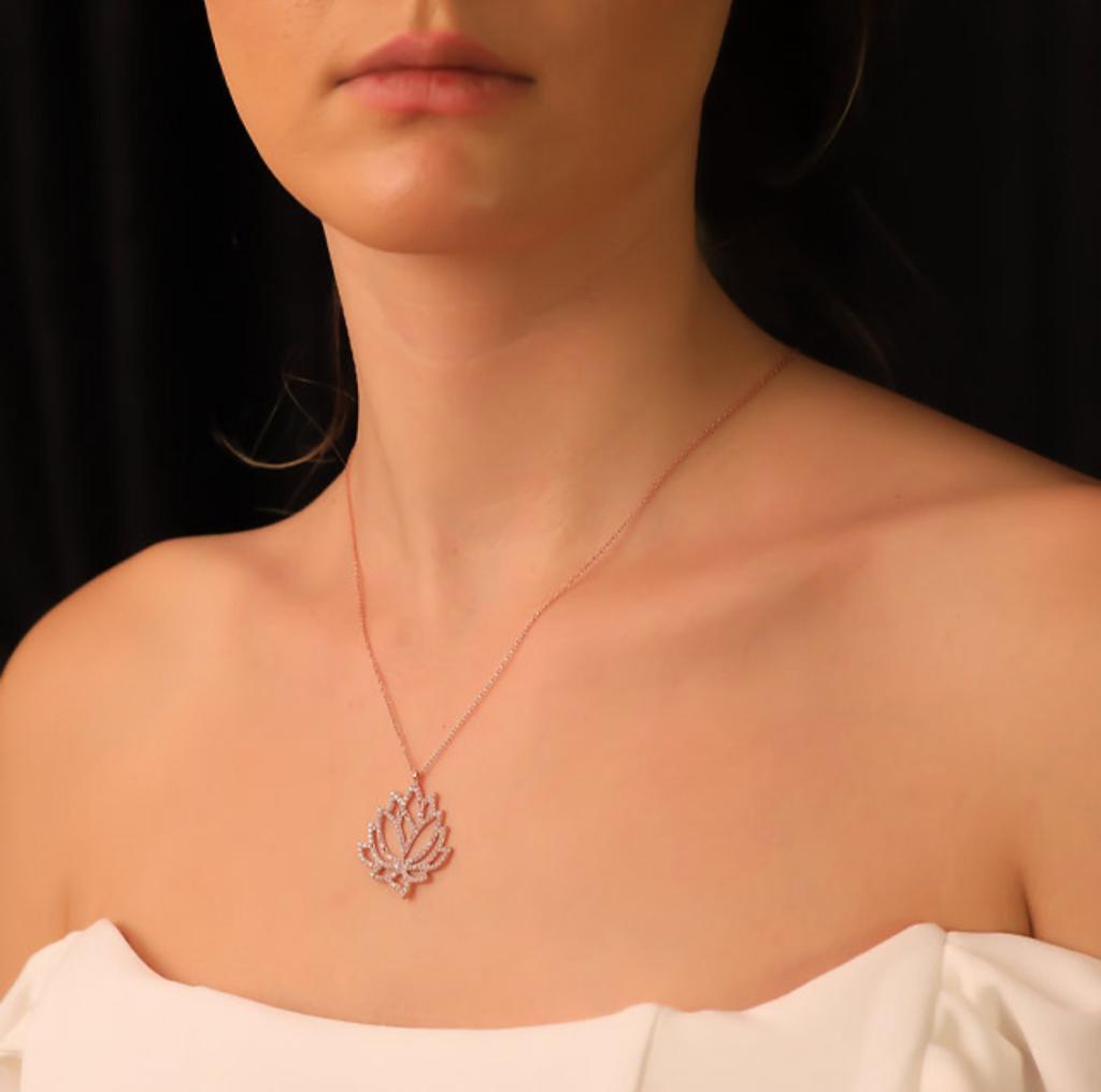 Ermus Gold – Lotusblumen Halskette aus 925 Sterlingsilber, Rose Vergoldet – Handgemachter Schmuck - Ermus Gold
