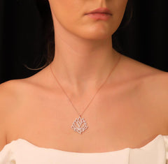 Ermus Gold – Lotusblumen Halskette aus 925 Sterlingsilber, Rose Vergoldet – Handgemachter Schmuck - Ermus Gold