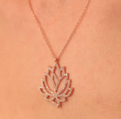 Ermus Gold – Lotusblumen Halskette aus 925 Sterlingsilber, Rose Vergoldet – Handgemachter Schmuck - Ermus Gold