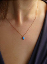 Ermus Gold – Ovale Halskette mit Opalstein aus 925 Sterling Silber, Handgemachter Schmuck - Ermus Gold