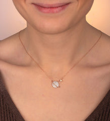 Ermus Gold – Planetenkette Rose vergoldet aus 925 Sterling Silber – Handgemachter Schmuck für Damen - Ermus Gold