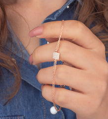 Ermus Gold – Quadratisches Armband aus 925 Sterlingsilber mit Zirkonsteinen, Handgefertigt - Ermus Gold