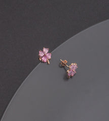 Ermus Gold – Rosa Kleeblatt Ohrringe aus 925 Sterlingsilber, Handgefertigter Schmuck - Ermus Gold