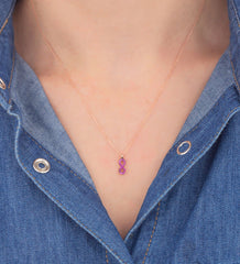 Ermus Gold – Rosa Stein Infinity Halskette aus 925 Sterling Silber, Handgemachter Schmuck - Ermus Gold
