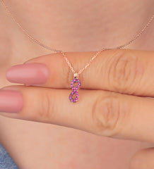 Ermus Gold – Rosa Stein Infinity Halskette aus 925 Sterling Silber, Handgemachter Schmuck - Ermus Gold