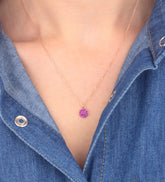 Ermus Gold – Rosa Stein Runde Halskette aus 925 Sterling Silber, Rose Vergoldet - Ermus Gold