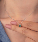 Ermus Gold – Smaragd Stein Tropfen Halskette aus 925 Sterlingsilber, Handgefertigter Schmuck - Ermus Gold