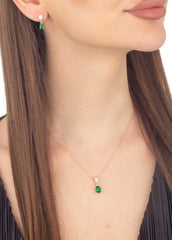 Ermus Gold – Smaragd Tropfen Halskette & Ohrringe Set 925 Sterlingsilber, Rose Vergoldet - Ermus Gold