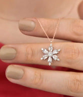 Ermus Gold – Weiße Liebes Blumen Halskette aus 925 Sterling Silber, Rose Vergoldet, Handgemachter Schmuck - Ermus Gold